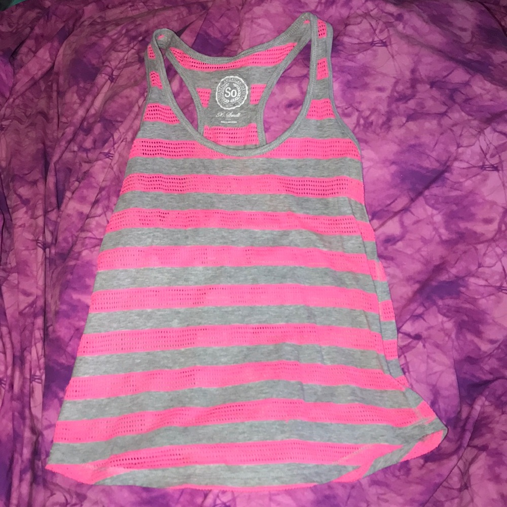 Xs pink and gray Racerback tank with cutout design